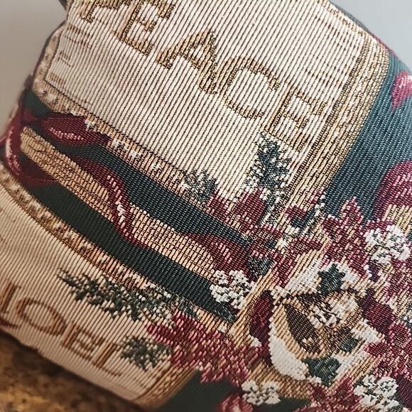 Christmas Needlepoint Decorative Throw Pillow Peace Joy Noel Cheer 16"x11" - Picture 3 of 11